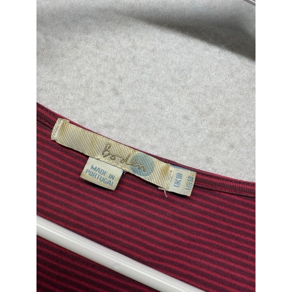 Boden Womens 14 Preppy Classic Academia Twist Front Striped Pink Long Sleeve Top - Picture 2 of 4